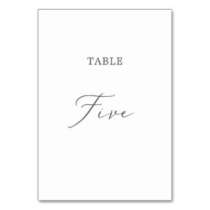 Delicate Taupe Calligraphy Table Five Table Number
