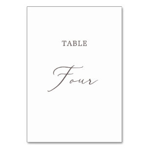 Delicate Taupe Calligraphy Table Four Table Number