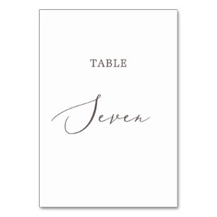 Delicate Taupe Calligraphy Table Seven Number