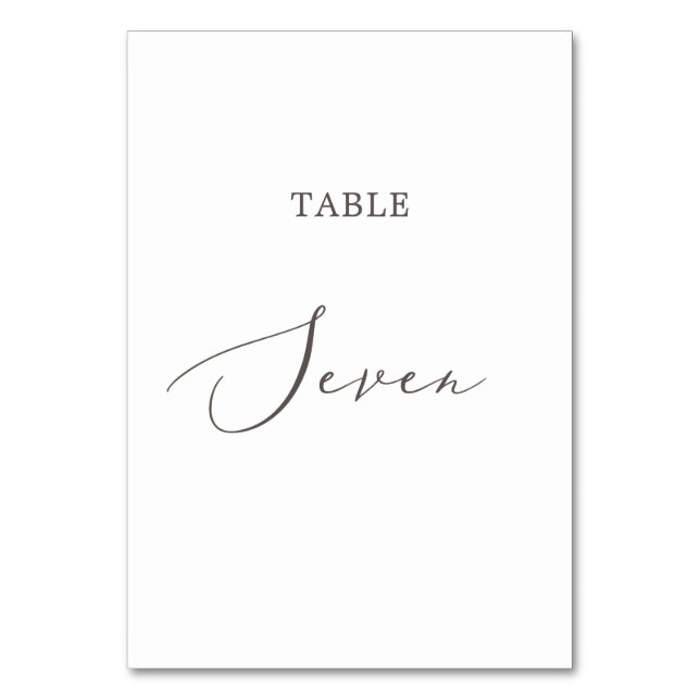 Delicate Taupe Calligraphy Table Seven Number (Front)