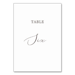 Delicate Taupe Calligraphy Table Six Table Number
