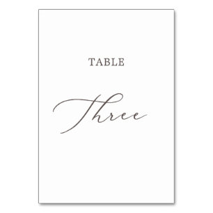 Delicate Taupe Calligraphy Table Three Number
