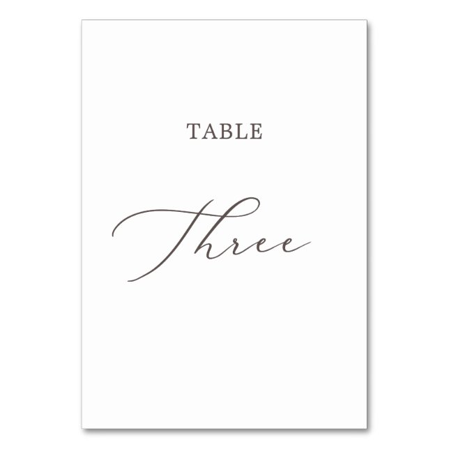 Delicate Taupe Calligraphy Table Three Number (Front)