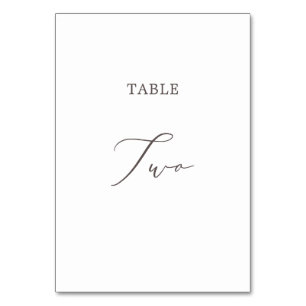 Delicate Taupe Calligraphy Table Two Table Number
