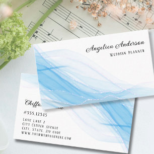 Delicate Teal Blue Gold Details Business Card