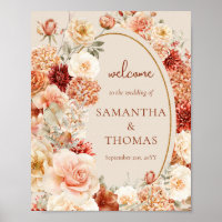 Delicate terracotta blush tan sage wedding welcome