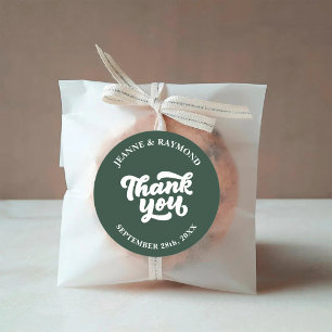 Delicate Thank You Sage Green Wedding Favour Classic Round Sticker
