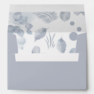 Delicate Transparent Dusty Blue Floral Wedding Envelope