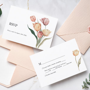 Delicate Tulip Watercolor Menu Choice Wedding Rsvp