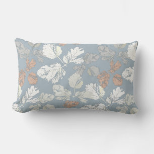 Delicate twigs with leaves on blue. lumbar cushion