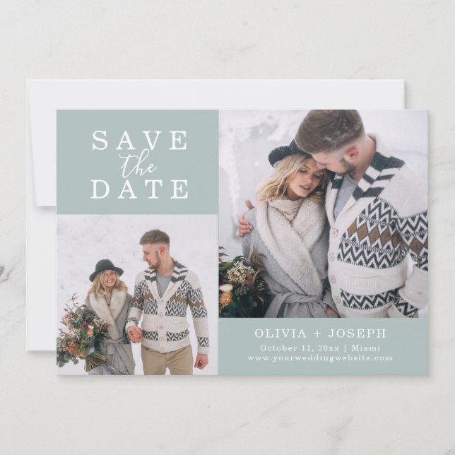 Delicate | Two Photo Wedding Save The Date (Front)