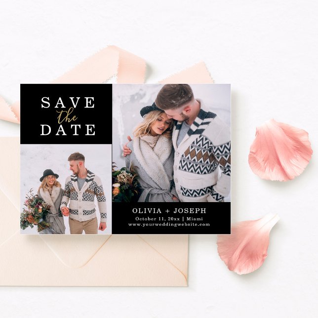 Delicate | Two Photo Wedding Save The Date Magnetic Invitation (Creator Uploaded)