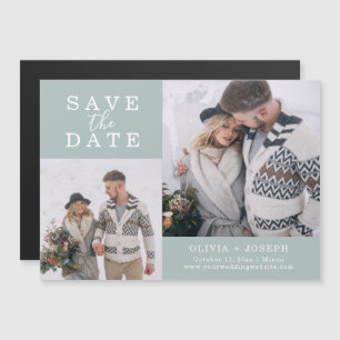 Delicate Two Photo Wedding Save The Date Magnetic Invitation