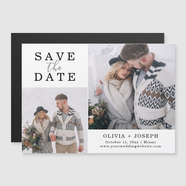 Delicate | Two Photo Wedding Save The Date Magnetic Invitation (Front/Back)