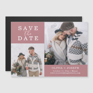 Delicate   Two Photo Wedding Save The Date Magnetic Invitation