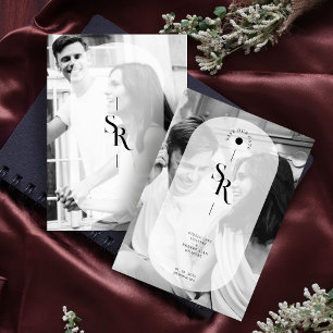 Delicate Vellum Transparency Black White Initials Save The Date