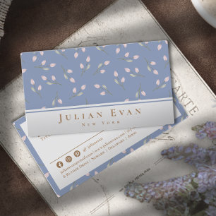 Delicate Vintage Floral Dusty Blue  Business Card