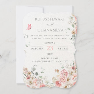 Delicate Vintage Floral Wedding Invitation