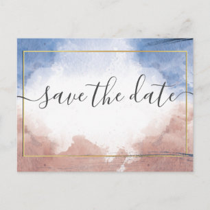 Delicate watercolor allude to waves  Save the Date Announcement Postcard