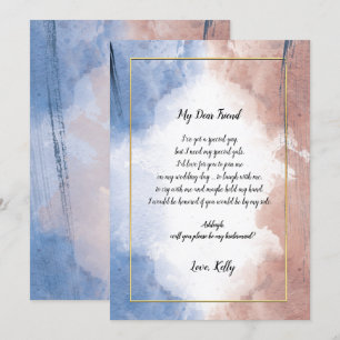 Delicate watercolor allude   will be my bridesmaid invitation