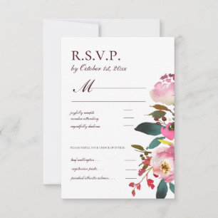 Delicate Watercolor Autumn Roses RSVP Card