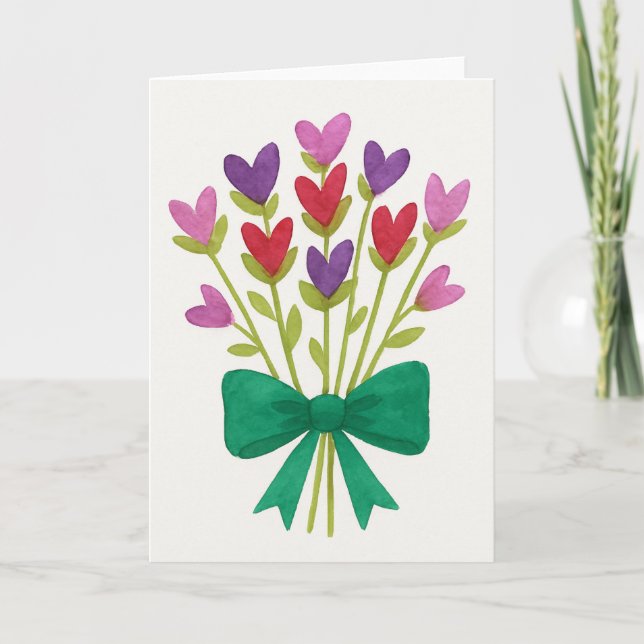  Delicate Watercolor Bouquet Design Greeting  Card (Front)