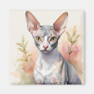 Delicate Watercolor Cornish Rex Portrait Magnet