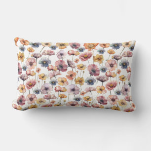 delicate watercolor floral design lumbar cushion