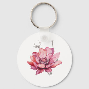 Delicate Watercolor Floral Key Ring