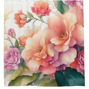 Delicate Watercolor Floral Painting Shower Curtain