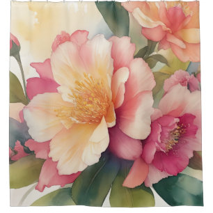 Delicate Watercolor Floral Painting Shower Curtain