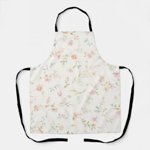 Delicate Watercolor Floral Pattern Pink Blossom Apron