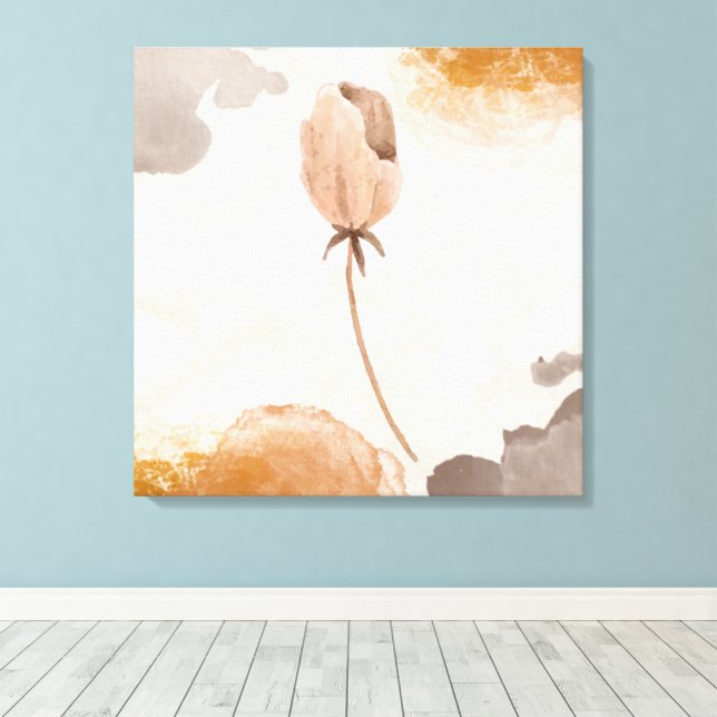 Delicate Watercolor Flower Illustration Canvas Print (Insitu(Wood Floor))