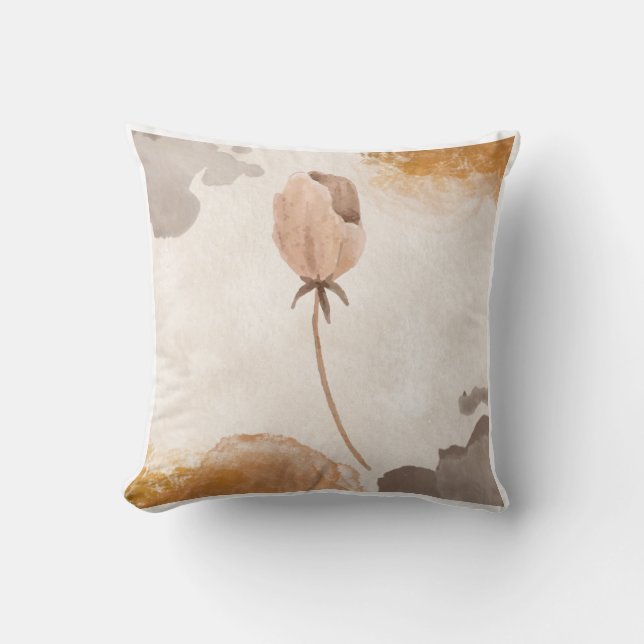 Delicate Watercolor Flower Illustration Cushion (Front)