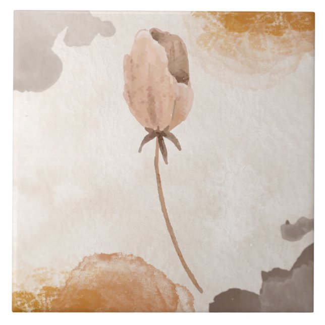 Delicate Watercolor Flower Illustration Tile (Front)