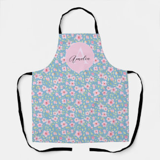 Delicate watercolor flowers apron
