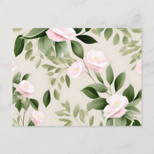 Delicate Watercolor Flowers Eucalyptus Pattern Postcard