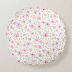Delicate watercolor flowers Round Pillow