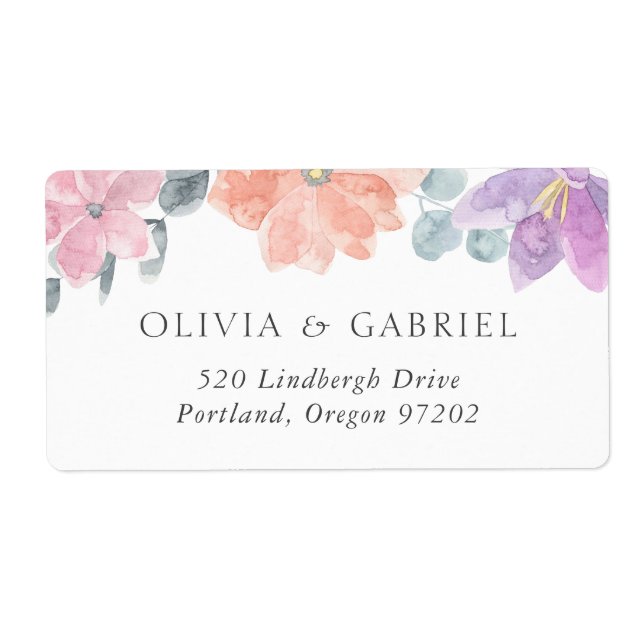 Delicate watercolor Flowers Wedding shipping (Front)