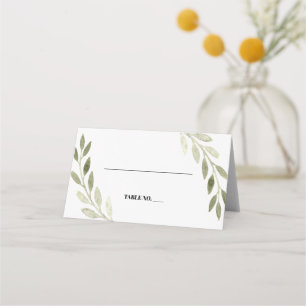 Delicate Watercolor Foliage Wedding Place Card