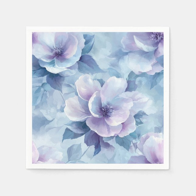 Delicate Watercolor-Inspired Blooming Flower Napkin (Front)