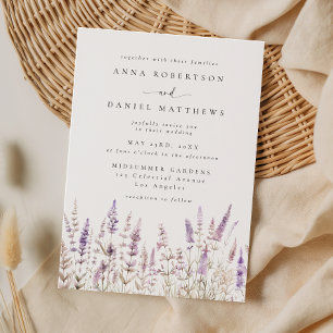 Delicate Watercolor Lavender Wedding Invitation