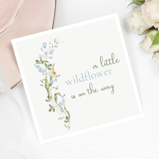 Delicate Watercolor Little Wildflower Baby Shower Napkin (Creator Uploaded)