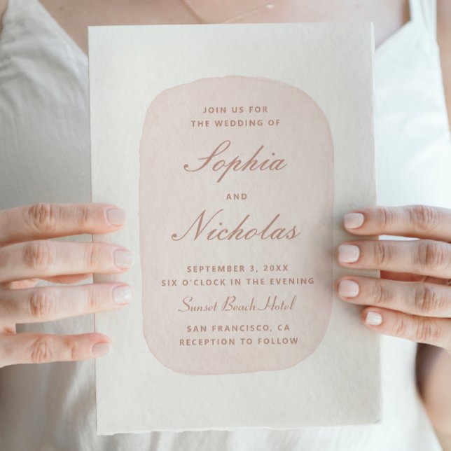 Delicate watercolor pastel blush pink wedding invitation (Creator Uploaded)