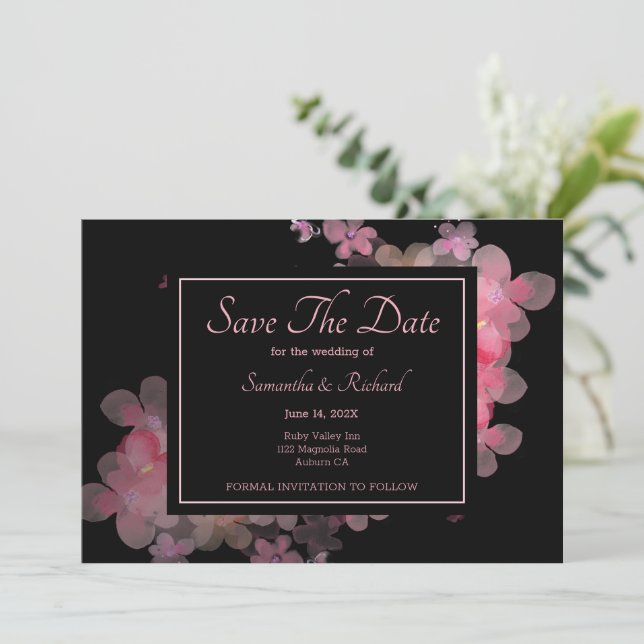 Delicate Watercolor Pink Floral Invitation (Standing Front)