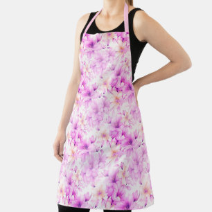 Delicate Watercolor Pink Flowers  Apron