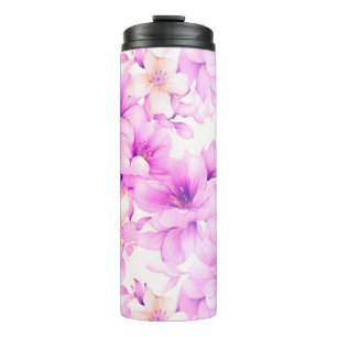 Delicate Watercolor Pink Flowers  Thermal Tumbler