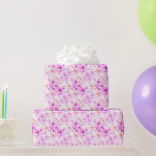 Delicate Watercolor Pink Flowers  Wrapping Paper