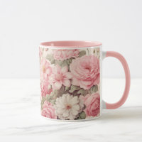 Delicate Watercolor Pink Roses & Apple Blossoms