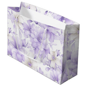 Delicate Watercolor Purple Flowers Large Gift Bag